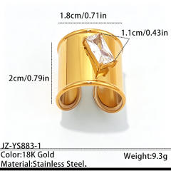 Punk trend smooth surface cubic zircon inlaid stainless steel rings wide rings