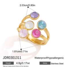 Summer colorful cubic zircon inlaid unique stainless steel rings collection stackable rings
