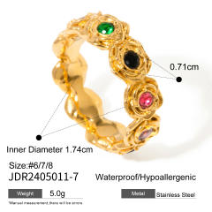 Summer colorful cubic zircon inlaid unique stainless steel rings collection stackable rings