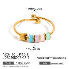 Summer colorful cubic zircon inlaid unique stainless steel rings collection stackable rings