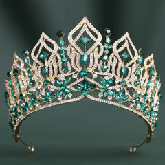 Luxury colorful crystal hollow out design big hair crown wedding hair accessory