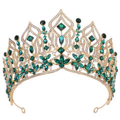 Luxury colorful crystal hollow out design big hair crown wedding hair accessory