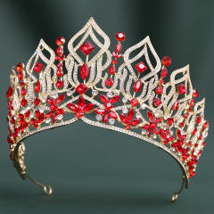 Luxury colorful crystal hollow out design big hair crown wedding hair accessory