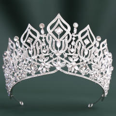 Luxury colorful crystal hollow out design big hair crown wedding hair accessory
