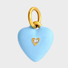 Sweet color enamel cake heart stereo stainless steel charms diy jewelry accessory
