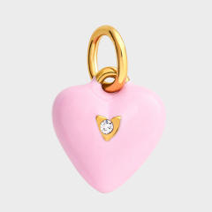 Sweet color enamel cake heart stereo stainless steel charms diy jewelry accessory