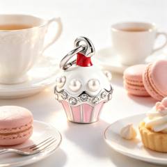 Sweet color enamel cake heart stereo stainless steel charms diy jewelry accessory