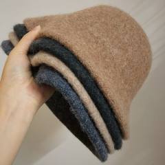 Women's Autumn Winter Fisherman Hat British Retro Style Furry Thickened Basin Hat