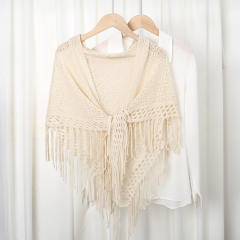 Hot Sale New Style Knitted Tassel Triangle Towel Women's Fashion All-match Hollow Shawl