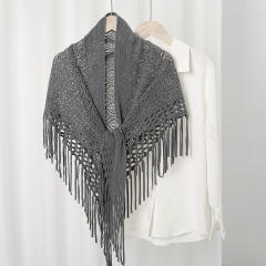 Hot Sale New Style Knitted Tassel Triangle Towel Women's Fashion All-match Hollow Shawl