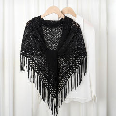 Hot Sale New Style Knitted Tassel Triangle Towel Women's Fashion All-match Hollow Shawl