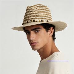 Colorful striped flat-top hat for men and women summer sun protection straw hat