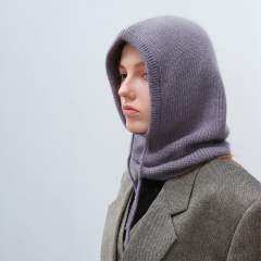 Autumn winter unisex versatile solid color drawstring rabbit fur warm simple fashion knitted hat