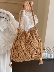 Straw Bag Women's Summer All-match Fashion Crossbody Bucket Bag Seaside Beach Bag