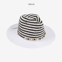 Colorful striped flat-top hat for men and women summer sun protection straw hat