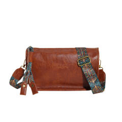 Women's Bag Retro Boston Pillow Bag Wide Shoulder Strap Texture Crossbody Bag for Women