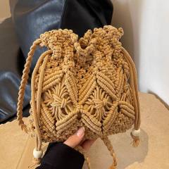 Straw Bag Women's Summer All-match Fashion Crossbody Bucket Bag Seaside Beach Bag