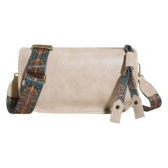 Women's Bag Retro Boston Pillow Bag Wide Shoulder Strap Texture Crossbody Bag for Women