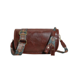 Women's Bag Retro Boston Pillow Bag Wide Shoulder Strap Texture Crossbody Bag for Women