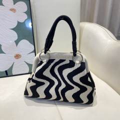 Casual colorful pattern knitted handbag for women spring summer bag