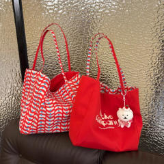 Korean fashion double side nylon colorful tote bag large capacity bag for women