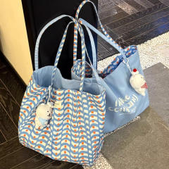 Korean fashion double side nylon colorful tote bag large capacity bag for women