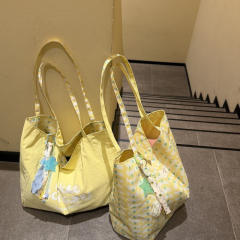 Korean fashion double side nylon colorful tote bag large capacity bag for women