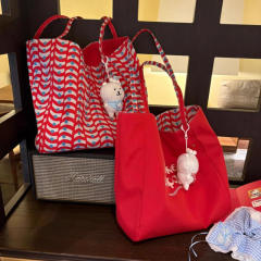 Korean fashion double side nylon colorful tote bag large capacity bag for women