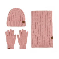 New Knitted Scarf Gloves beanie cap Three-piece Set Winter Women's Cold-proof Warm Scarf Three-piece Set Men