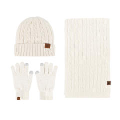 New Knitted Scarf Gloves beanie cap Three-piece Set Winter Women's Cold-proof Warm Scarf Three-piece Set Men