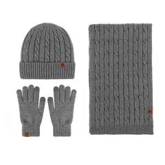 New Knitted Scarf Gloves beanie cap Three-piece Set Winter Women's Cold-proof Warm Scarf Three-piece Set Men