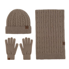 New Knitted Scarf Gloves beanie cap Three-piece Set Winter Women's Cold-proof Warm Scarf Three-piece Set Men