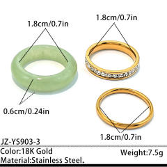 Natural stone stainless steel rings set zircon rings stackable rings