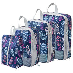 Printed Compressed Travel Storage Bag Folding Set Drawstring Clothing Bag Luggage Packing Mesh Storage Bag for Moving