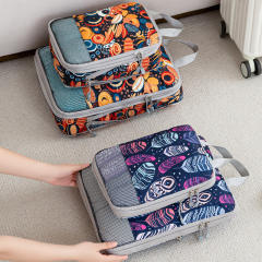 Printed Compressed Travel Storage Bag Folding Set Drawstring Clothing Bag Luggage Packing Mesh Storage Bag for Moving