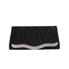Banquet Bag Solid Color Alloy Diamond Satin Pleated Wedding Party Large Capacity Clutch Evening Bag