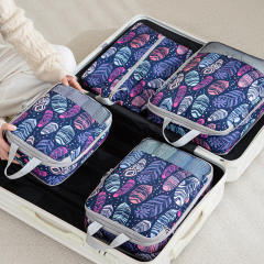 Printed Compressed Travel Storage Bag Folding Set Drawstring Clothing Bag Luggage Packing Mesh Storage Bag for Moving