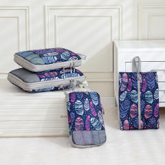 Printed Compressed Travel Storage Bag Folding Set Drawstring Clothing Bag Luggage Packing Mesh Storage Bag for Moving