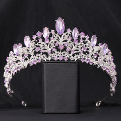 New Bridal Wedding Headwear Elegant Rhinestone Crown Necklace Earrings Three-Piece Set