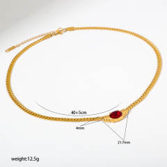 Hot sale chunky chain color diamond heart stainless steel necklace