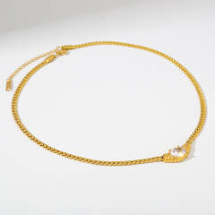 Hot sale chunky chain color diamond heart stainless steel necklace