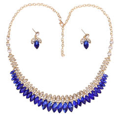 New Bridal Wedding Headwear Elegant Rhinestone Crown Necklace Earrings Three-Piece Set