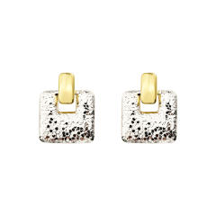 Super shiny square mix color gold plated copper earrings for women