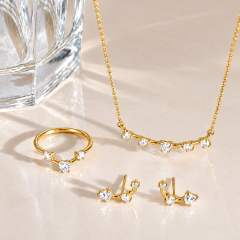 316L cubic zircon smile face shape stainless steel necklace earrings rings set