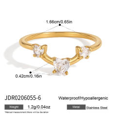 316L cubic zircon smile face shape stainless steel necklace earrings rings set
