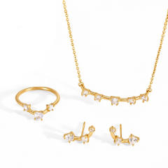 316L cubic zircon smile face shape stainless steel necklace earrings rings set