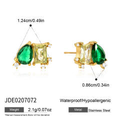18KG emerald cubic zircon mix color stainless steel necklace bracelet earrings set