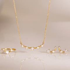 316L cubic zircon smile face shape stainless steel necklace earrings rings set
