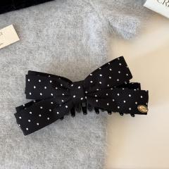 Korean-style versatile ponytail hair clip for women polka dots bow banana hair clips