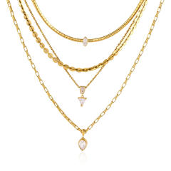 Elegant stainless steel necklace light luxury zircon heart clavicle chain necklace